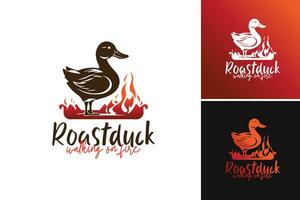 asado Pato logo es un diseño activo adecuado para restaurantes, abastecimiento servicios, o ninguna negocio relacionado a Pato platos. eso caracteristicas un logo diseño ese representa el delicia de asado pato. vector