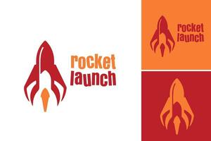 Rocket Launch Logo This asset is a logo design depicting a rocket launch and is suitable for companies or organizations related to space exploration, technology, innovation vector