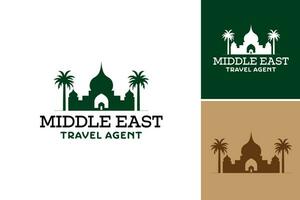 Logo suitable for a travel agency based in the Middle East. It represents the essence of the region's culture and destinations, enticing customers to explore and book their travel experiences. vector