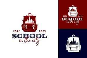 colegio en el ciudad logo diseño modelo. esta activo es adecuado para educativo instituciones establecido en urbano areas buscando un moderno y dinámica logo. vector