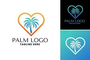 Palm tree logo design refers to a graphic design element featuring a palm tree, which can be used for creating logos and branding materials for businesses related to vacation vector