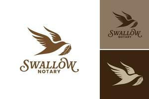 Swallow Notary Logo is a design asset featuring a logo incorporating a swallow bird motif. This versatile asset is perfect for law firms, notary services, or legal professionals seeking a unique vector