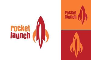 Rocket Launch Logo This asset is a logo design depicting a rocket launch and is suitable for companies or organizations related to space exploration, technology, innovation vector