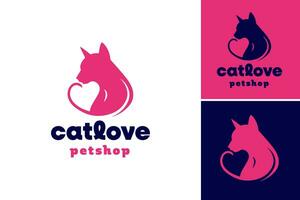 Cat love Pet Shop is a title that suggests a design asset related to a pet shop specializing in products and services for cat lovers. This asset is suitable for creating logos, banners vector