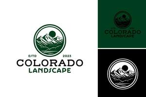 Colorado paisaje logo esta activo caracteristicas un logo diseño inspirado por el paisajes de Colorado. eso es ideal para negocios o organizaciones relacionado a viajar, turismo vector