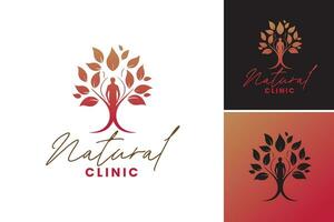 natural clínica es un logo diseño activo ideal para creando gráficos o ilustraciones relacionado a holístico salud, alternativa medicamento, orgánico protección de la piel, y en general bienestar. vector