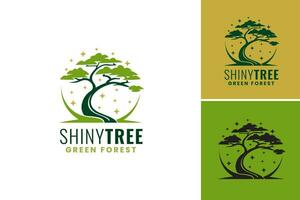 Shiny Tree Green Forest Logo This design asset features a vibrant and glossy tree symbolizing growth and nature. It is perfect for businesses related to environmental conservation vector