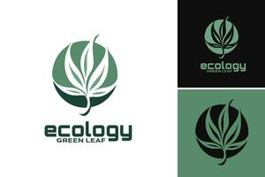 ecología logo diseño es un diseño activo adecuado para creando logos relacionado a ambiental, sostenible, o Respetuoso del medio ambiente negocios, organizaciones, o iniciativas. vector