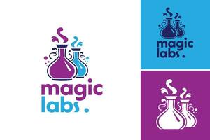 magia laboratorio logo es un diseño activo ese representa un logo relacionado a un mágico laboratorio. eso es adecuado para sitios web, negocios, o organizaciones relacionado a magia, pociones experimentos vector