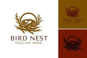 logo para pájaro nido es un versátil diseño activo adecuado para negocios o marcas ese especializarse en pájaro nido productos o servicios. esta logo incorpora elementos relacionado a aves y nidos vector