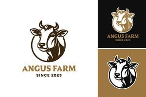 Angus or Cow Farm Logo design template,  A design asset that features a logo for a farm specializing in Angus cattle. vector