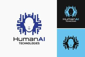 un logo para humano tecnologías es un diseño activo adecuado para negocios o organizaciones involucrado en innovador, futurista, y centrado en el ser humano tecnologías vector