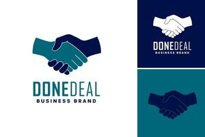 A handshake logo design asset suitable for business-related projects that depict successful partnerships, agreements, and accomplishments. vector