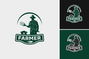 A farmer logo suitable for agricultural businesses, farmers markets, or organic produce brands. vector
