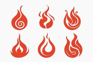 a close up of a fire icon set on a white background vector