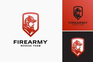 Logo for the Fire Department is a design asset suitable for fire departments and firefighting organizations. It represents bravery, safety, and professionalism vector