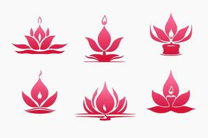 A set of red lotus symbols is a collection vector