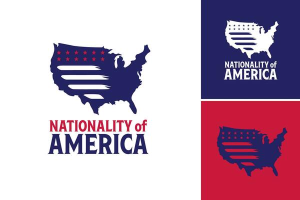 The Nationality of America Logo This asset is a patriotic logo design representing the identity and nationality of America