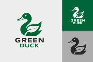 verde Pato logo diseño es un diseño activo adecuado para negocios o organizaciones ese querer un logo presentando un verde Pato como un visual representación de su marca. vector