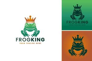 frog king logo template refers to a designed logo featuring a frog with royal attributes. This asset is suitable for businesses or organizations seeking a playful yet regal and memorable logo. vector