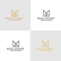 Building logo with line art style. city building abstract for logo design inspiration and business card design vector