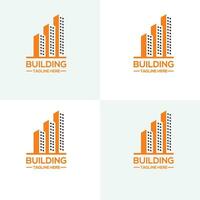 Building logo with line art style. city building abstract for logo design inspiration and business card design vector