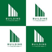 logotipo de construcción con estilo de arte lineal. resumen del edificio de la ciudad para la inspiración del diseño del logotipo y el diseño de la tarjeta de visita vector