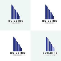 Building logo with line art style. city building abstract for logo design inspiration and business card design vector