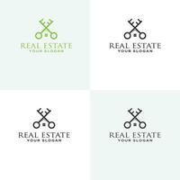 Building logo with line art style. city building abstract for logo design inspiration and business card design vector