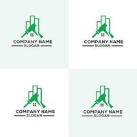 Building logo with line art style. city building abstract for logo design inspiration and business card design vector