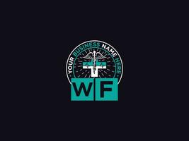 médico wf logo arte, inicial wf fw clínico logo letra diseño vector