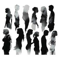 people silhouette isolated human person male female business black generative Ai. photo