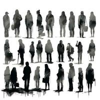 people silhouette isolated human person male female business black generative Ai. photo