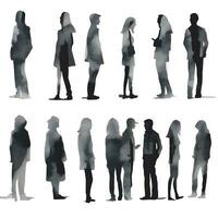 people silhouette isolated human person male female business black generative Ai. photo