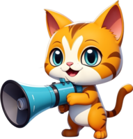 a cartoon cat holding a megaphone ai generative png