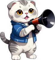 cartoon cat  holding a megaphone ai generative png