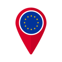 European Union flag on map marker icon isolated png
