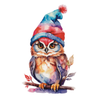 colorful watercolor owl clipart,generated ai png