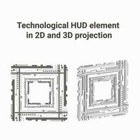 technological HUD element in 2D and 3D projection vector