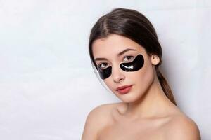 Eye black patch, Beautiful Woman With Natural Makeup photo