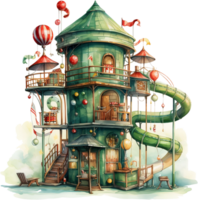 ai gegenereerd waterverf amusement park clip art circus carnaval attractie park Kerstmis thema vakantie kinderen kinderkamer kunst ferris wiel eerlijk avontuur kaart poster stickers ontwerper png