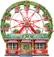 ai gegenereerd waterverf amusement park clip art circus carnaval attractie park Kerstmis thema vakantie kinderen kinderkamer kunst ferris wiel eerlijk avontuur kaart poster stickers ontwerper png