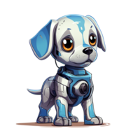 Karikatur Hund Roboter. T-Shirt, Aufkleber. komisch Cyborg. ai generiert png