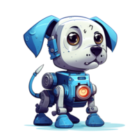 tecknad serie hund robotar. t-shirt, klistermärke. rolig cyborg. ai genererad png