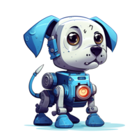 dibujos animados perro robots camiseta, pegatina. gracioso ciborg ai generado png