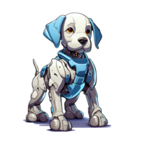 Cartoon dog robots. T-Shirt, Sticker. Funny cyborg. AI Generated png