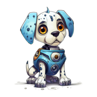 dibujos animados perro robots camiseta, pegatina. gracioso ciborg ai generado png