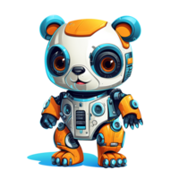 Cartoon panda robots. T-Shirt, Sticker. Funny cyborg. AI Generated png