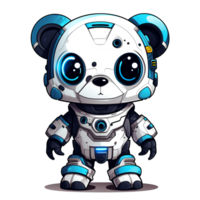 dibujos animados panda robots camiseta, pegatina. gracioso ciborg ai generado png