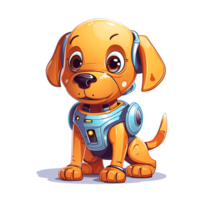 Cartoon dog robots. T-Shirt, Sticker. Funny cyborg. AI Generated png